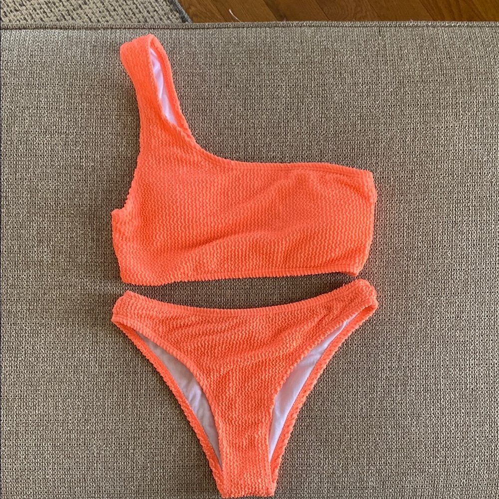 Orange One-Shoulder Bikini Set SHEIN Sz Small